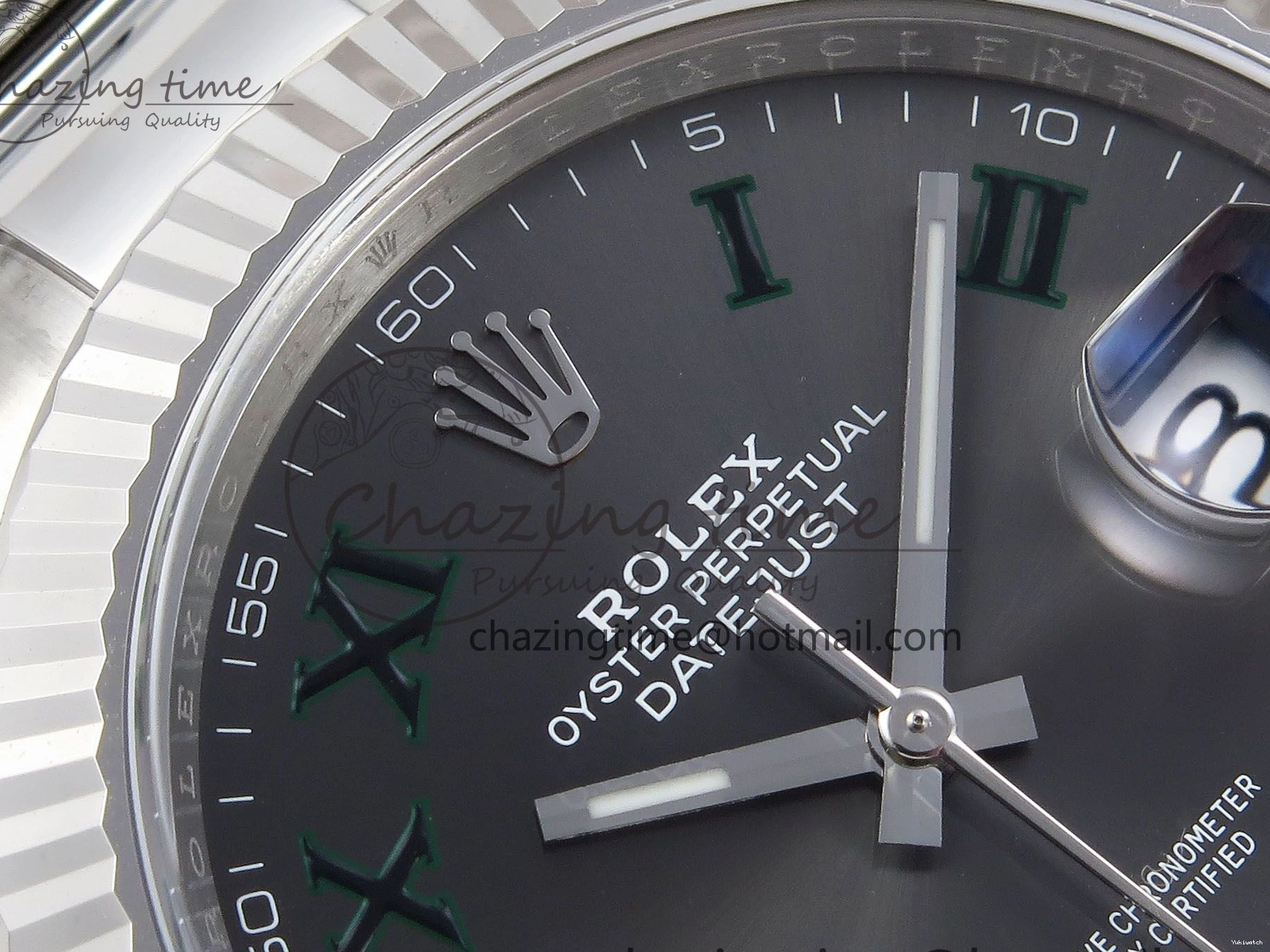 Best Edition Steel Dial Oyster Green Gray VR3235 on 126334 DateJust Roman C+F 41 Bracelet 904L SS 1:1 0223
